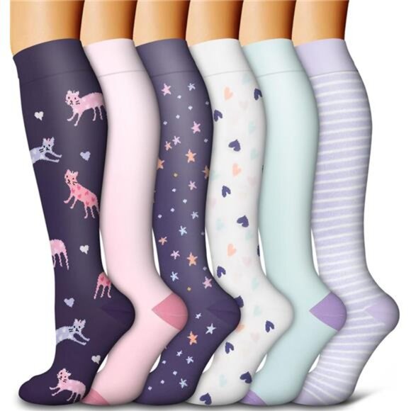 6 Pack Copper Compression Socks for Women and Men Circulation-Best Support - Picture 1 of 8
